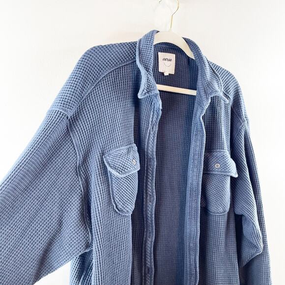 Aerie Navy Button Down Shirt - Picture 7 of 10